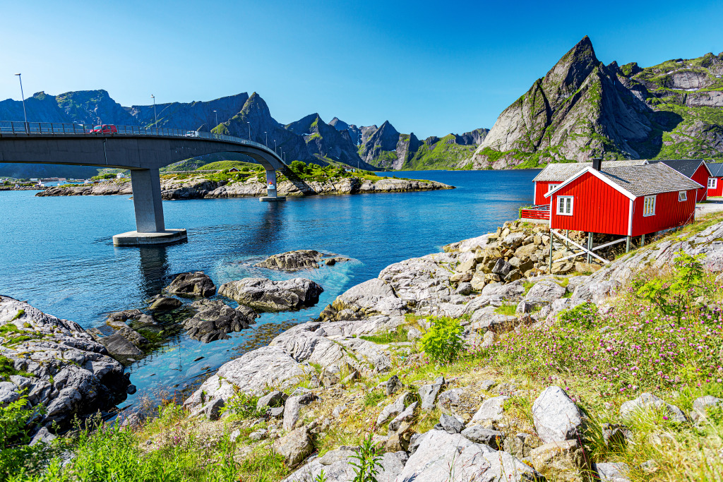 Sommerlandschaft der Lofoten, Norwegen jigsaw puzzle in Großartige Landschaften puzzles on TheJigsawPuzzles.com