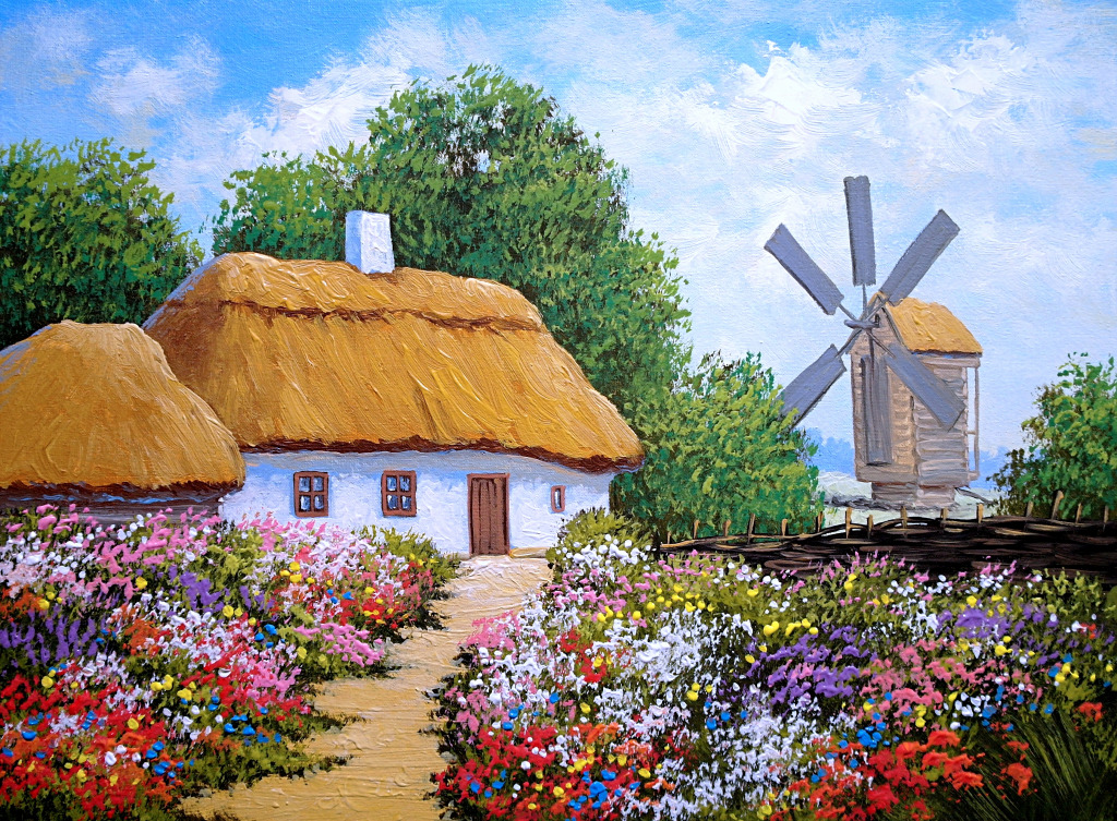 Peinture à l’huile de paysage rural jigsaw puzzle in Chefs d'oeuvres puzzles on TheJigsawPuzzles.com