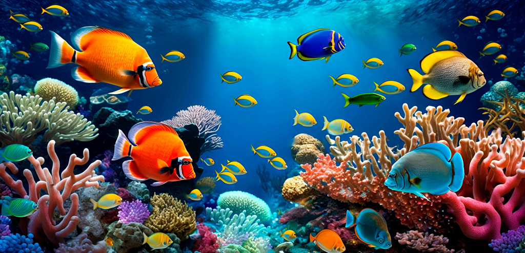 Tropical Fish on a Coral Reef jigsaw puzzle in Under the Sea puzzles on TheJigsawPuzzles.com