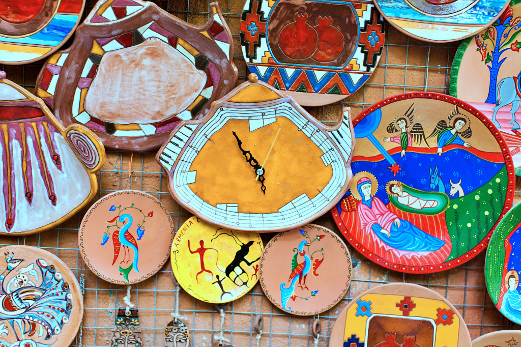 Ceramic Items in a Souvenir Shop, Armenia jigsaw puzzle in Handmade puzzles on TheJigsawPuzzles.com