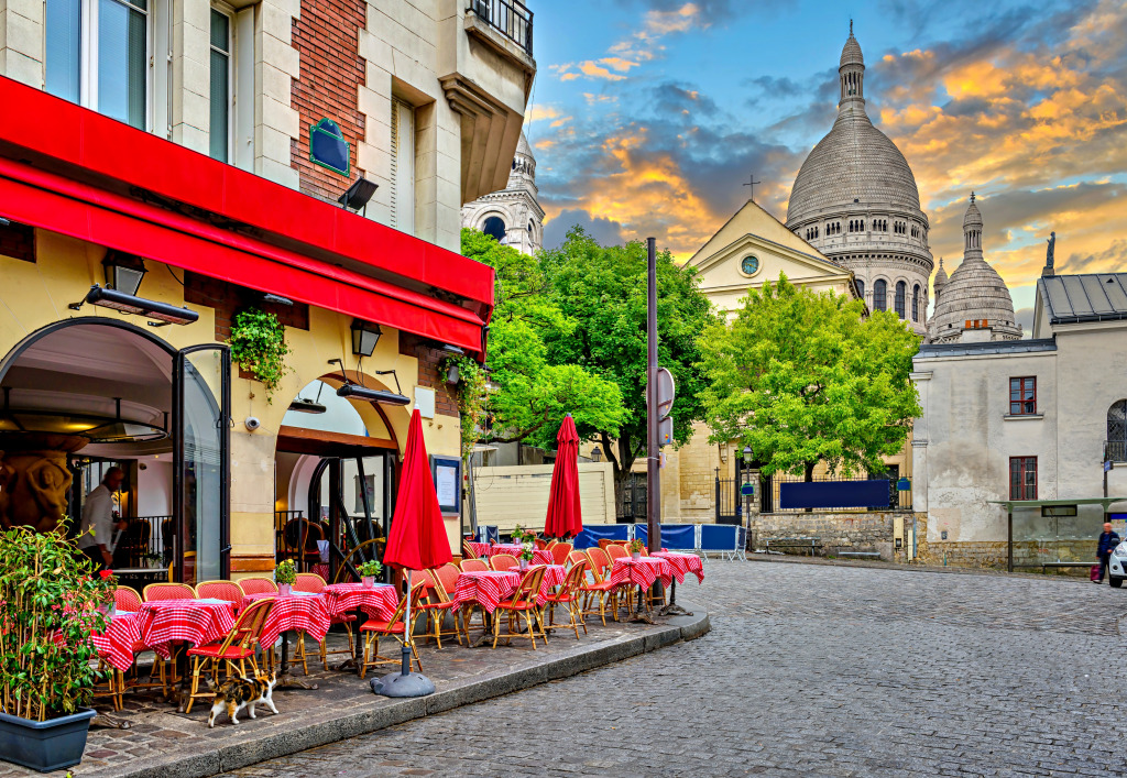 Cozy Street in Montmartre, Paris, France jigsaw puzzle in Puzzle of the Day puzzles on TheJigsawPuzzles.com