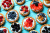 Berry Tarts on a Blue Wooden Table