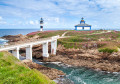 Lighthouse on a Blooming Rock in the Ocean