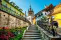 Tower Clock in Sighisoara, Transylvania, Romania