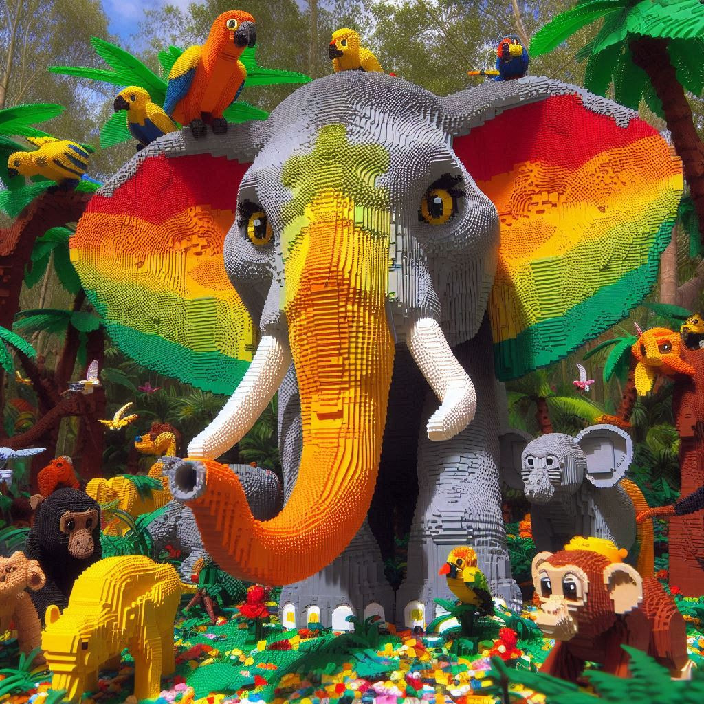 Lego elephant 3 jigsaw puzzle in Susan Robson puzzles on TheJigsawPuzzles.com