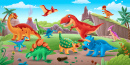 Prehistoric Scene with Dinosaurs