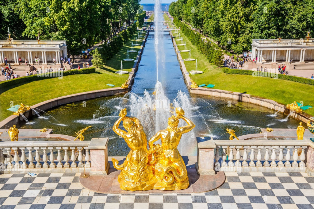 Grand Cascade in Peterhof - St. Petersburg Russia jigsaw puzzle in Carolyn Wright puzzles on TheJigsawPuzzles.com