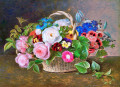 1843 Basket of Flowers with Roses & Morning Glory