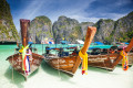 Longtail Boats on the Beach of Maya Bay, Thailand