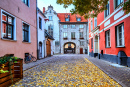 Autumn on a Medieval Street in Old Riga, Latvia