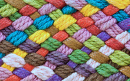 Macro of Weaving from Multi-Colored Woolen Threads