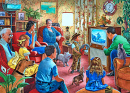 The Whole Family Watching TV
