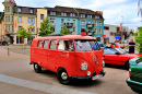 Red Volkswagen Type 2 in Laufenburg, Switzerland