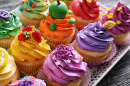 Delicious Cupcakes on Vintage Tray Close-Up
