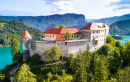 Aerial View of the Medieval Bled Castle, Slovenia