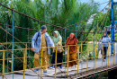 Crossing a Bridge in  Maros, Indonesia