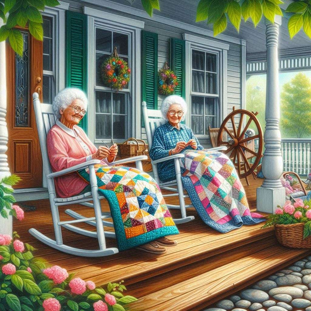 Old Ladies on the Porch jigsaw puzzle in Kathleen Robards puzzles on TheJigsawPuzzles.com