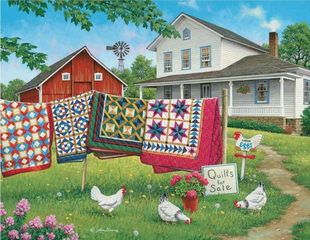 Farm House Quilts - John Sloane jigsaw puzzle in Kathleen Robards puzzles on TheJigsawPuzzles.com