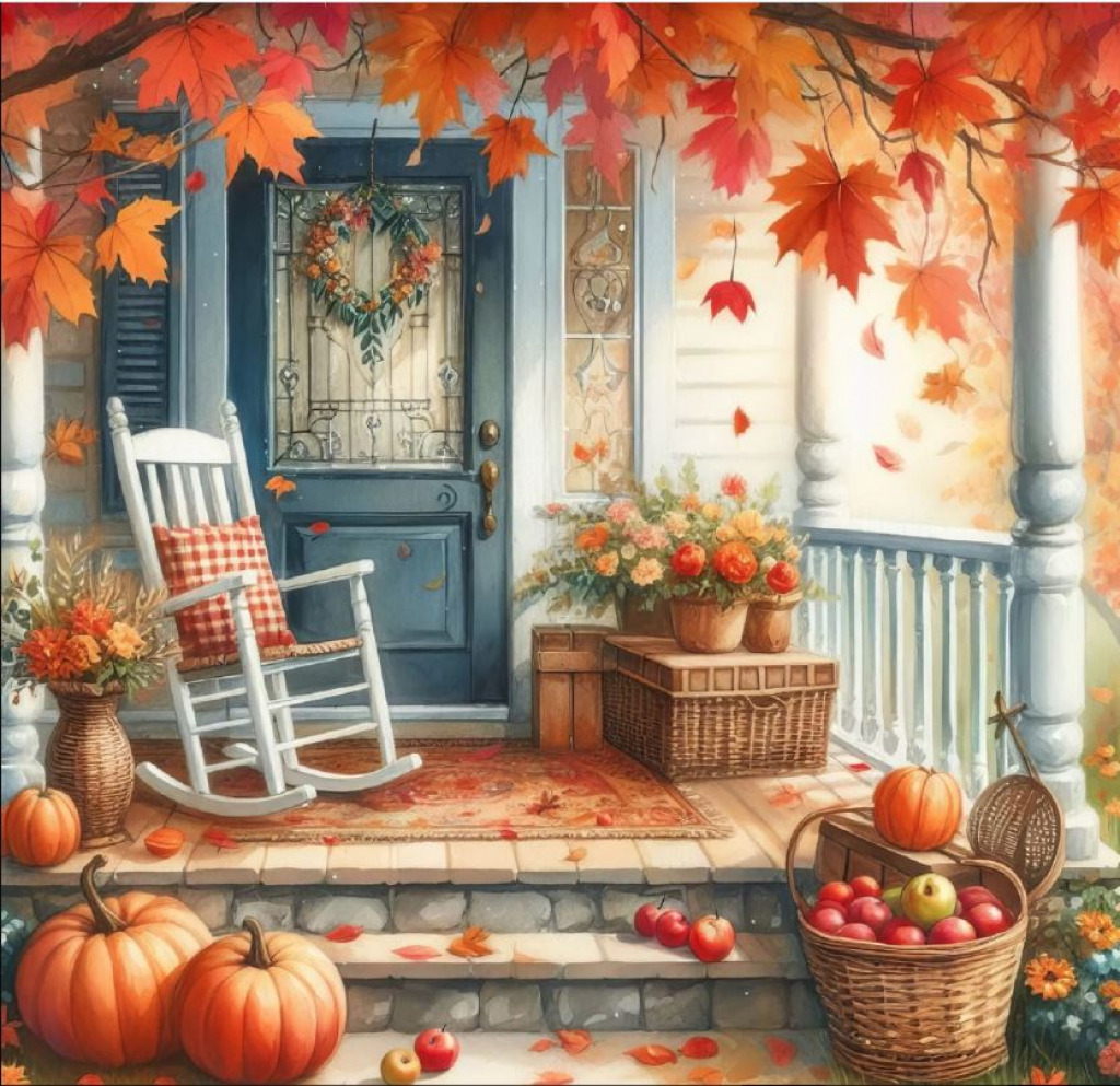 Autumn Porch jigsaw puzzle in Kathleen Robards puzzles on TheJigsawPuzzles.com