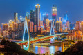 Chongqing Night Skyline with Yangtze River Bridge