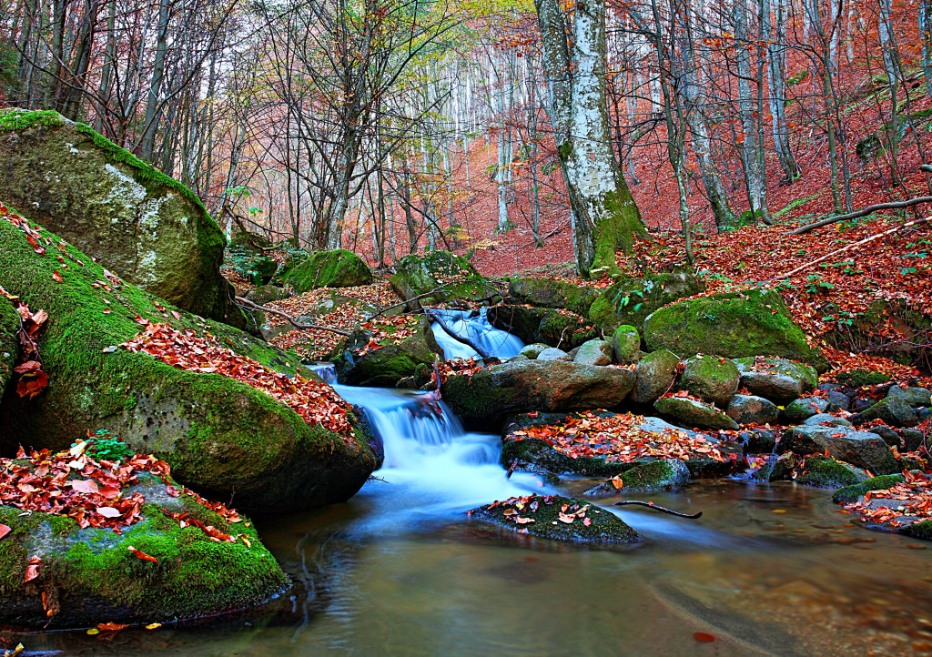 Autumn Stream in the Mountains jigsaw puzzle in Waterfalls puzzles on TheJigsawPuzzles.com