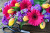 Bright Cut Flowers in a Basket