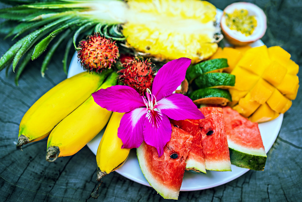 Colorful Tropical Fruits jigsaw puzzle in Fruits & Veggies puzzles on TheJigsawPuzzles.com
