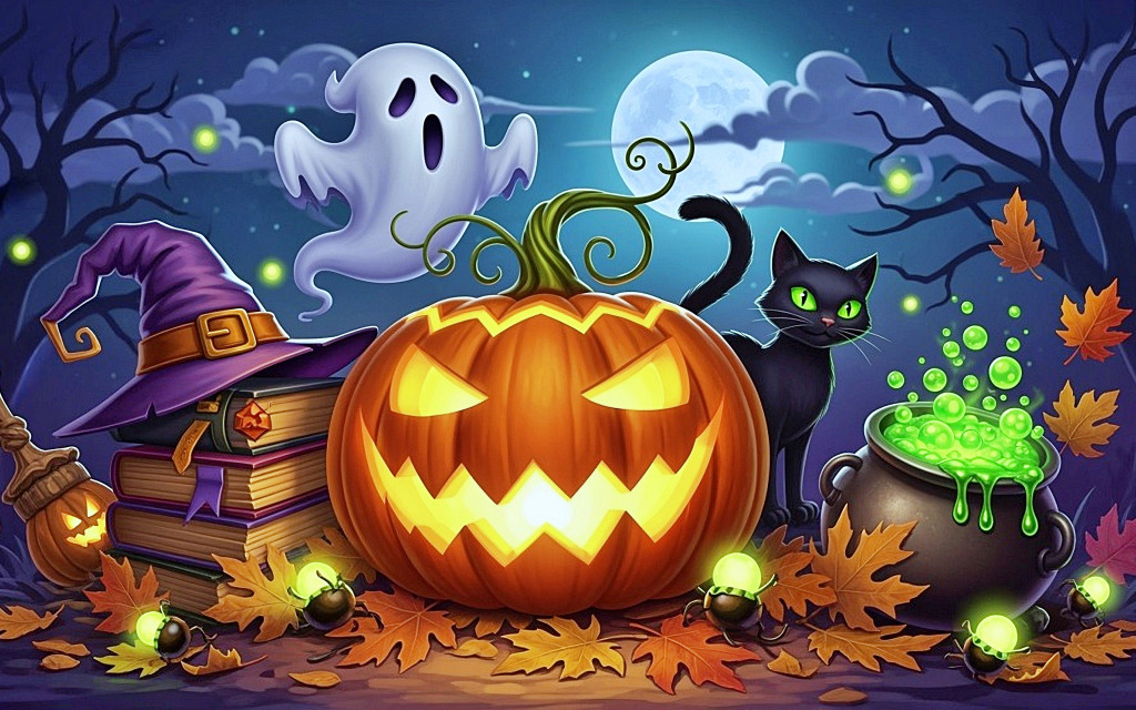 A Magical Halloween Night jigsaw puzzle in Halloween puzzles on TheJigsawPuzzles.com