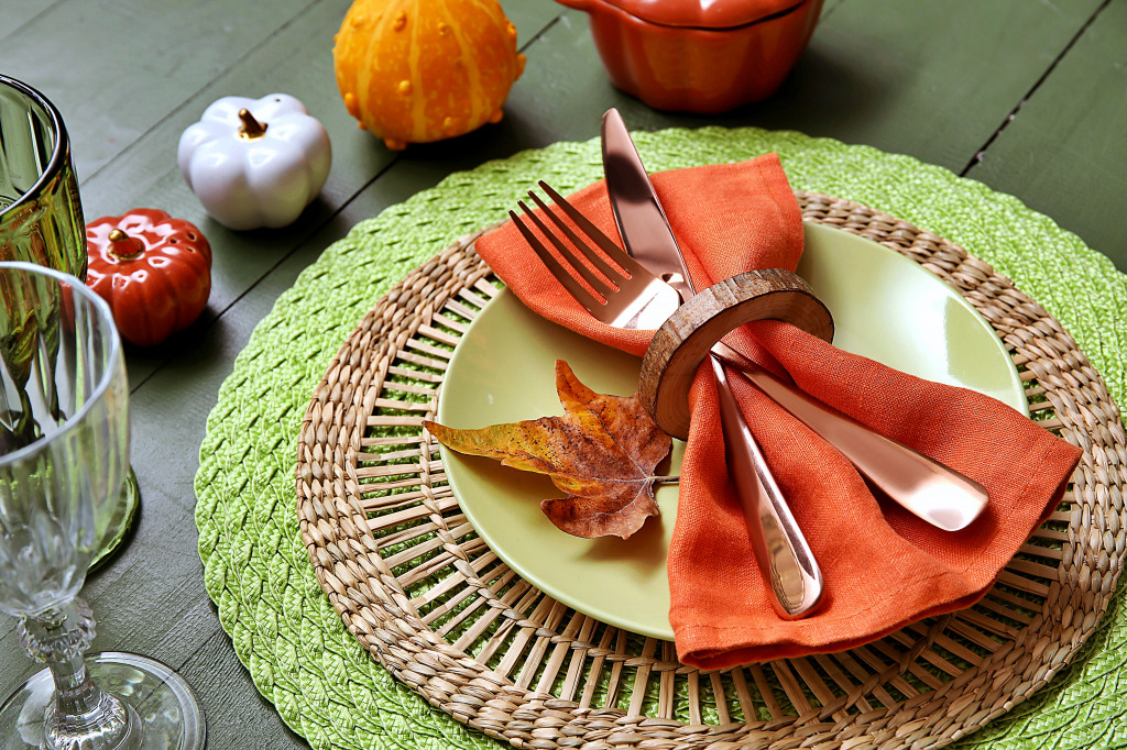 Autumn Table Setting Close-Up jigsaw puzzle in Puzzle of the Day puzzles on TheJigsawPuzzles.com