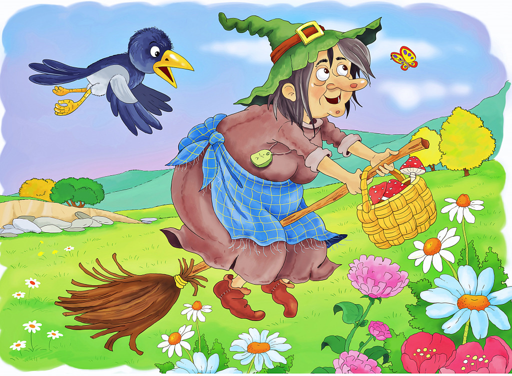 A Witch Flying on a Broom jigsaw puzzle in Kids Puzzles puzzles on TheJigsawPuzzles.com