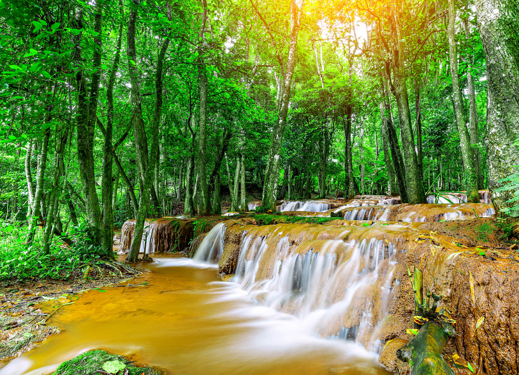Pa Wai Waterfall in the Tropical Forest, Thailand jigsaw puzzle in Waterfalls puzzles on TheJigsawPuzzles.com