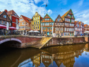 Colorful Half-Timbered Houses in Stade, Germany
