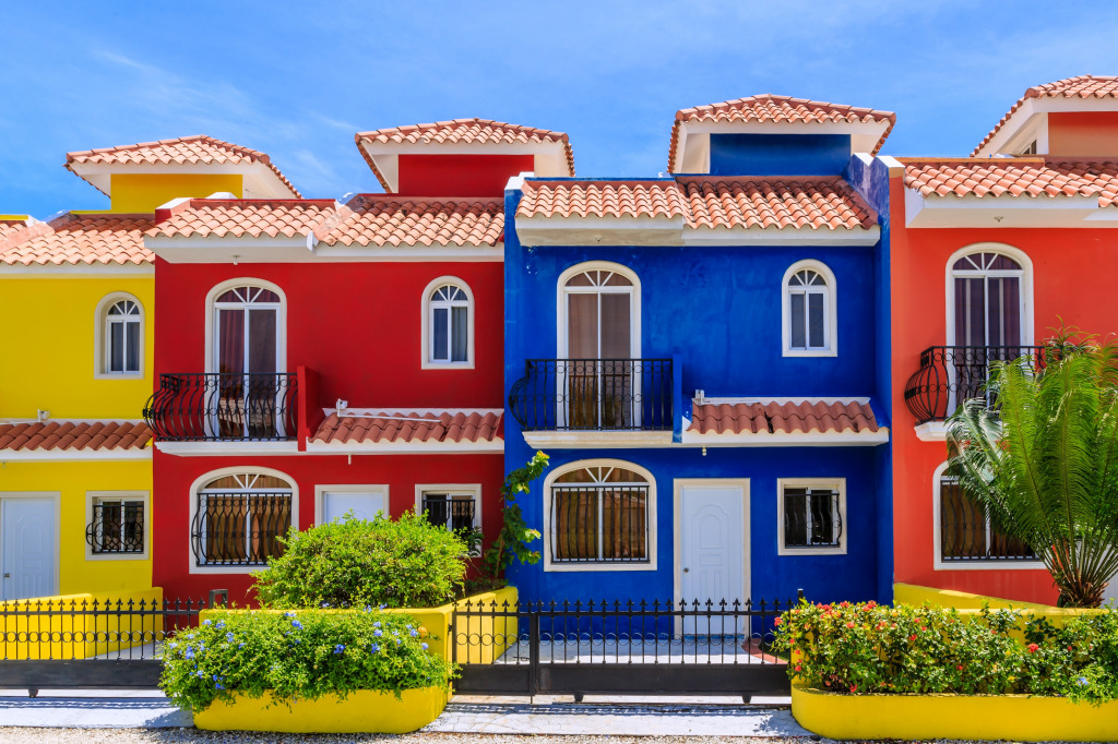 Brightly Colored Houses in the Dominican Republic jigsaw puzzle in Street View puzzles on TheJigsawPuzzles.com