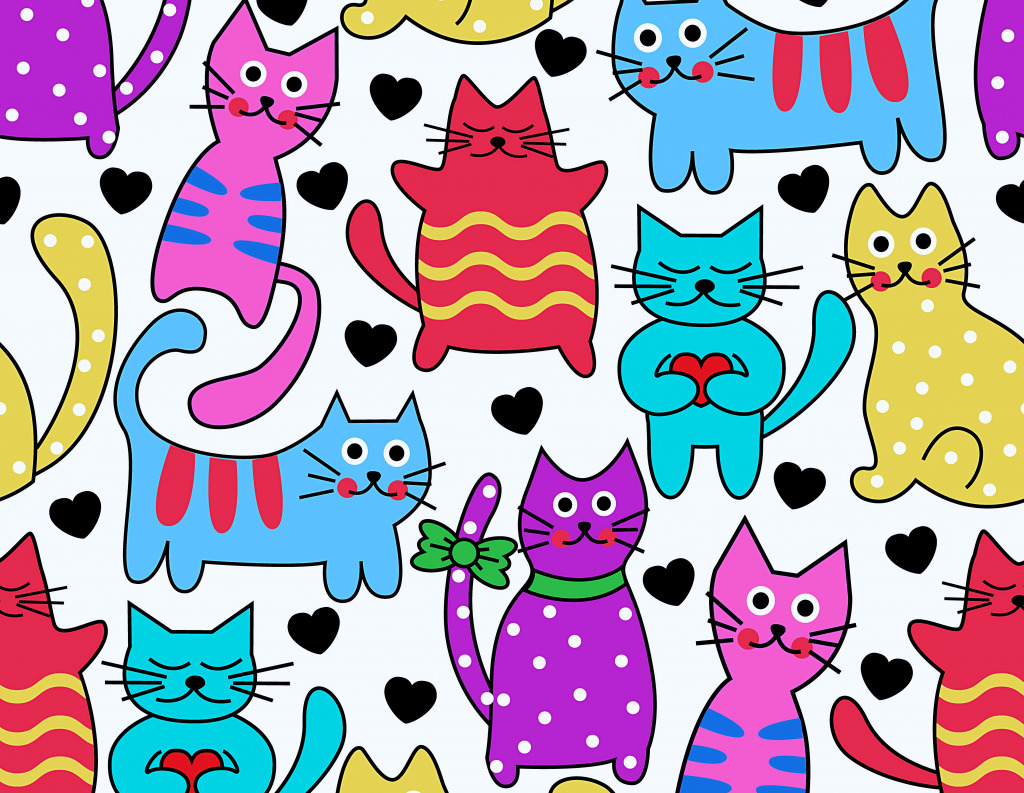 Colorful Cats Seamless Pattern jigsaw puzzle in Kids Puzzles puzzles on TheJigsawPuzzles.com