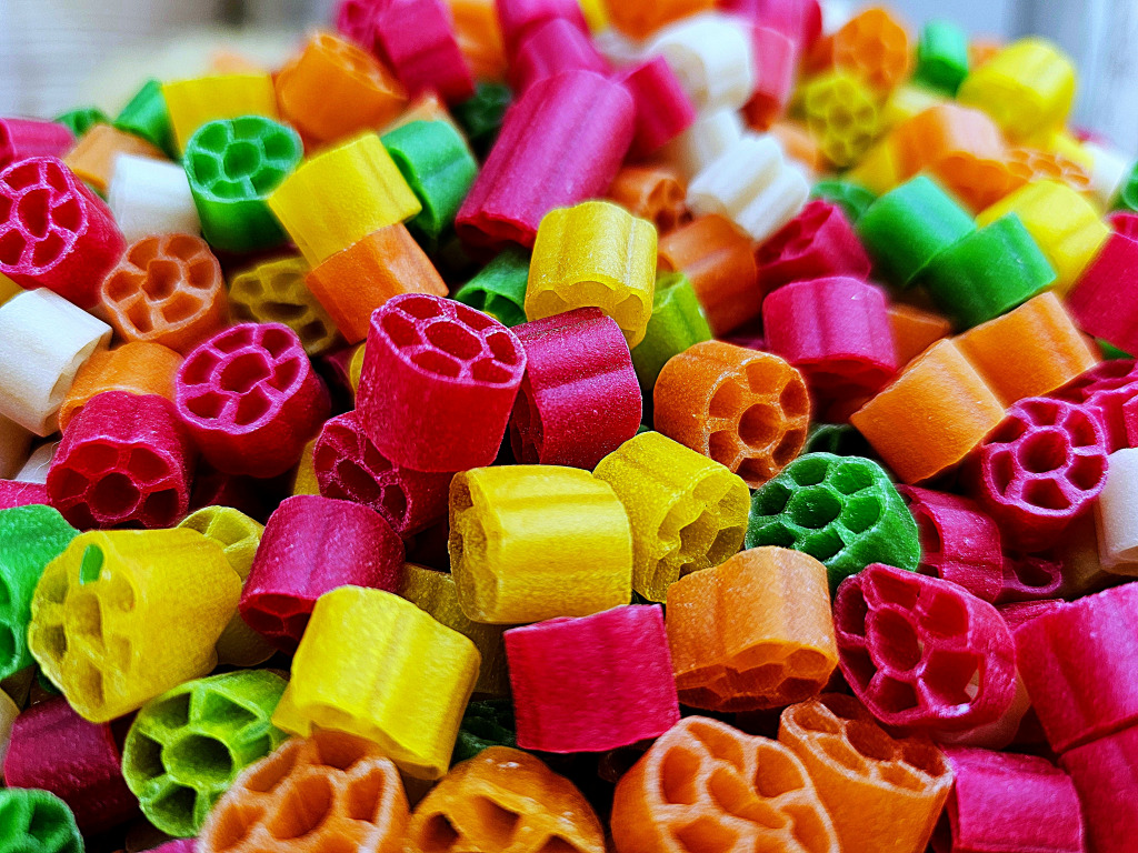 Close-Up of Brightly Colored Pasta jigsaw puzzle in Food & Bakery puzzles on TheJigsawPuzzles.com