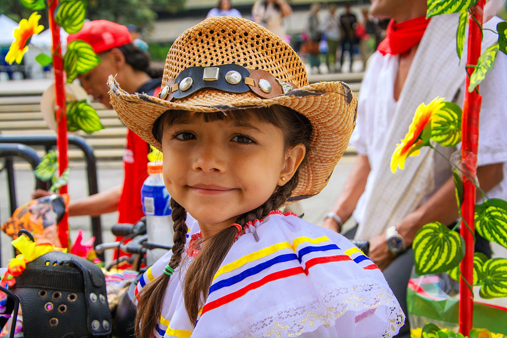 A Girl in Traditional Colombian Dress in Medellin jigsaw puzzle in People puzzles on TheJigsawPuzzles.com