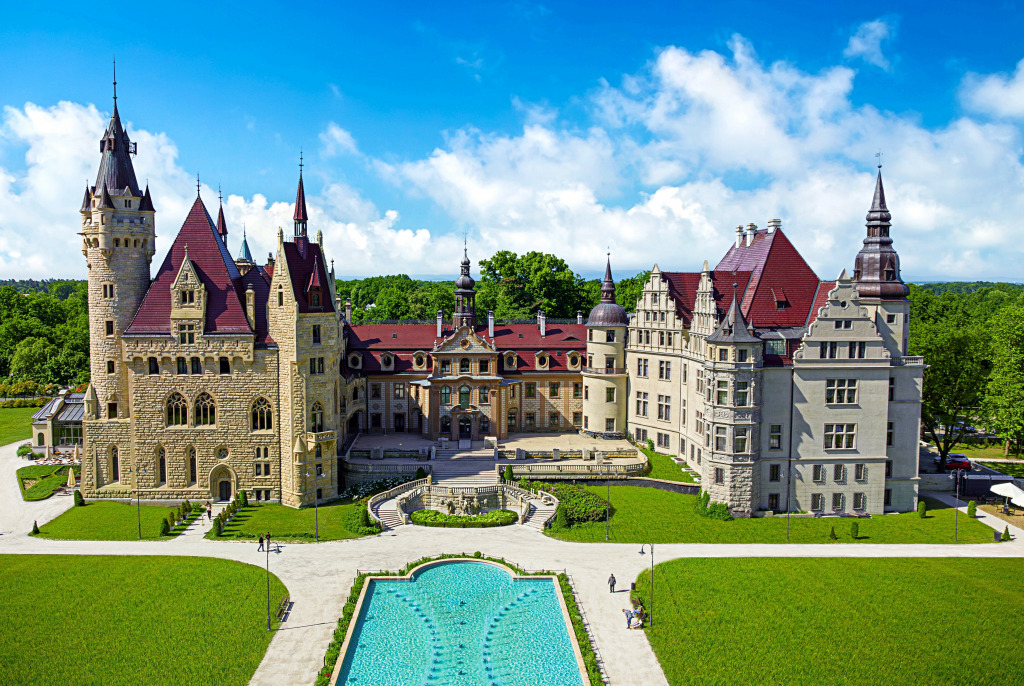 Beautiful View of Moszna Castle jigsaw puzzle in Castles puzzles on TheJigsawPuzzles.com