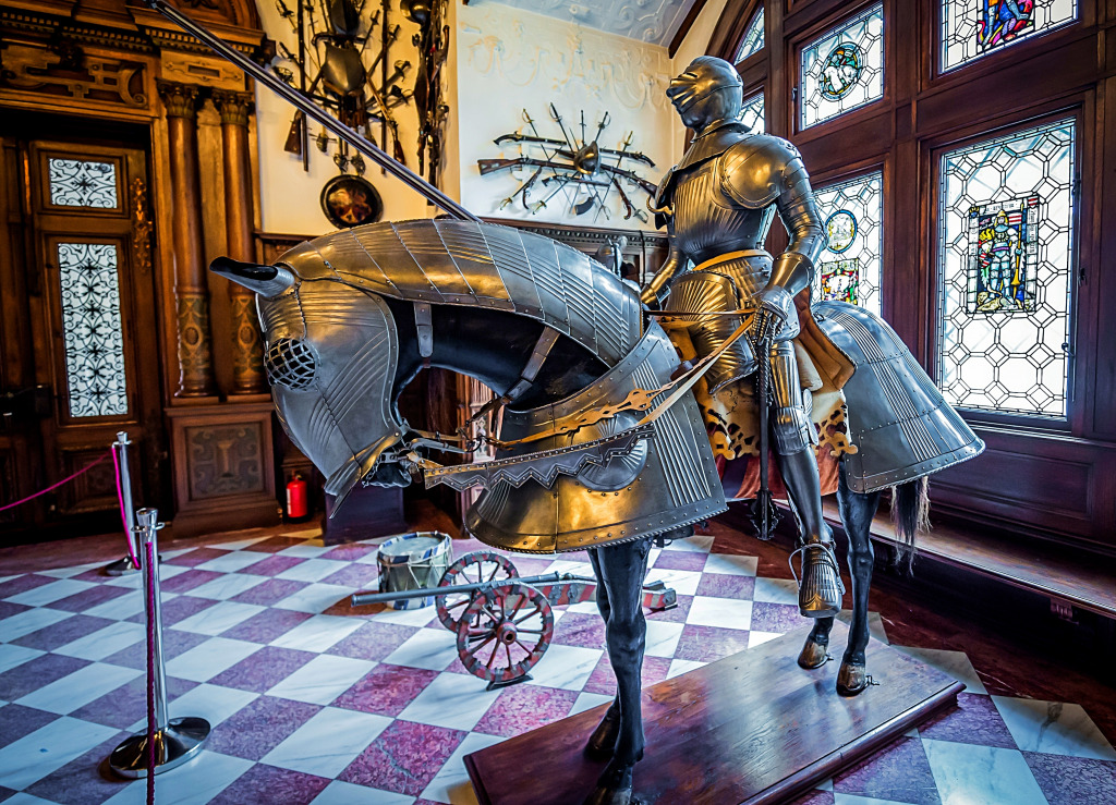 Full Knight and Horse Armour, Peles Castle jigsaw puzzle in Castles puzzles on TheJigsawPuzzles.com