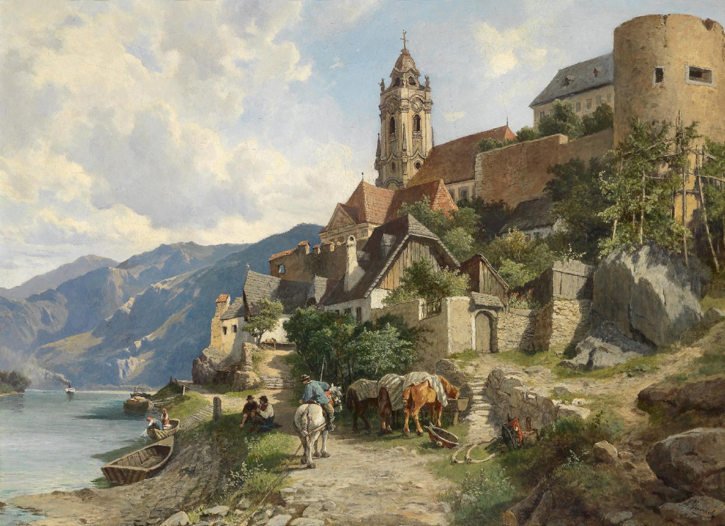 Leopold Munsch - Ansicht von Dürnstein jigsaw puzzle in Piece of Art puzzles on TheJigsawPuzzles.com