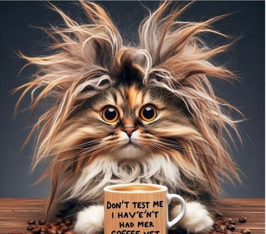 Pre-Coffee Cat jigsaw puzzle in Carolyn Wright puzzles on TheJigsawPuzzles.com