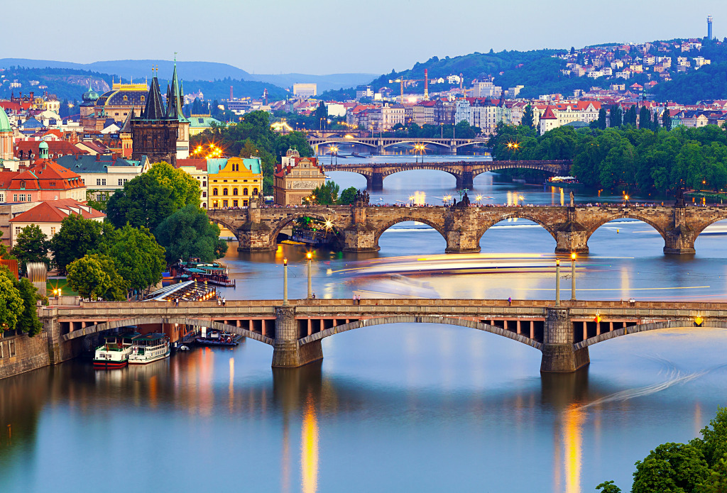 View of the Bridges over the Vltava River, Prague jigsaw puzzle in Bridges puzzles on TheJigsawPuzzles.com