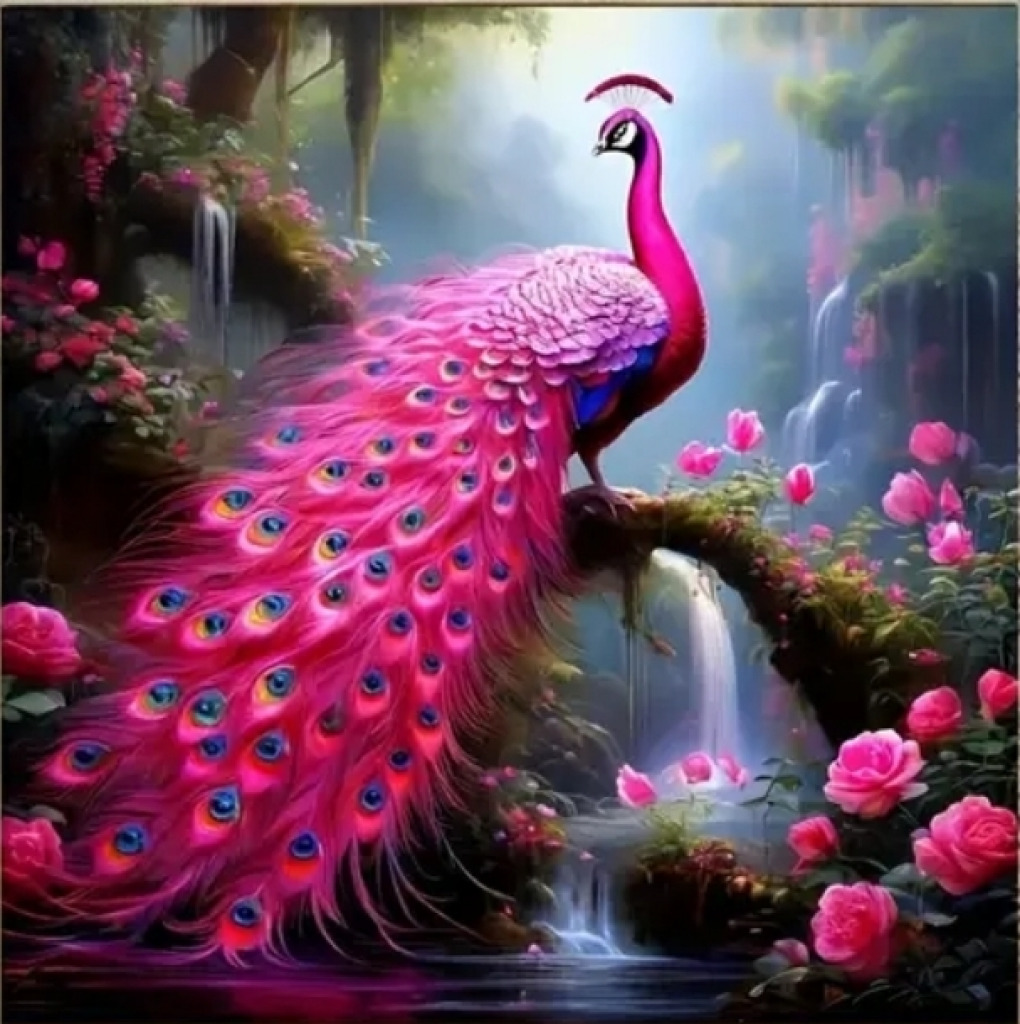 Fuschia Peacock jigsaw puzzle in Keli Jones puzzles on TheJigsawPuzzles.com
