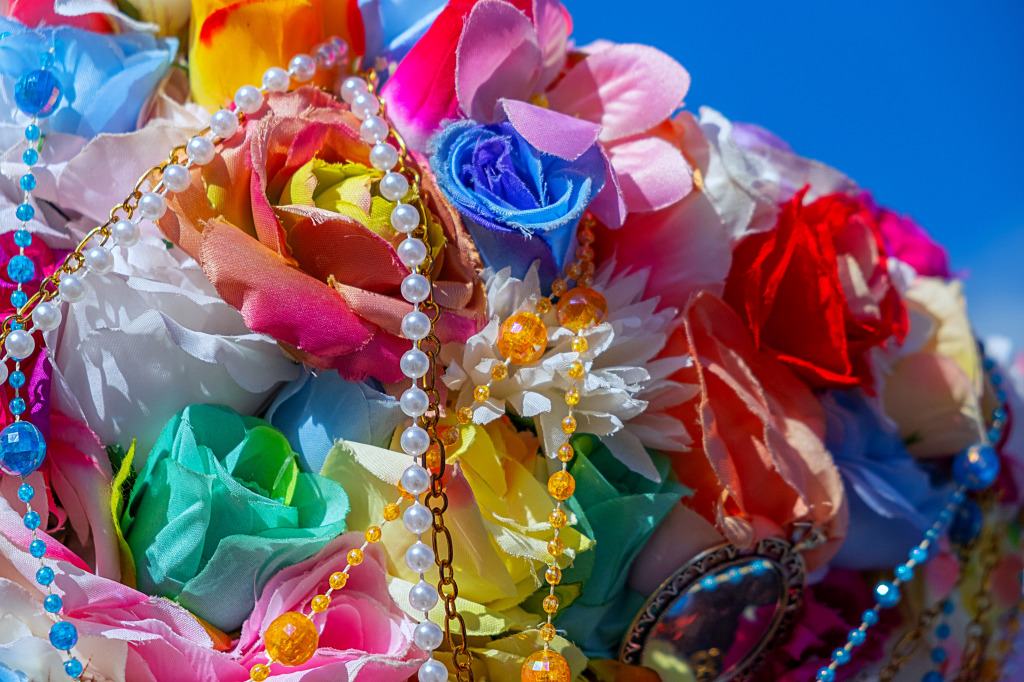 Detail of a Carnival Hat, Cobres, Galicia, Spain jigsaw puzzle in Macro puzzles on TheJigsawPuzzles.com