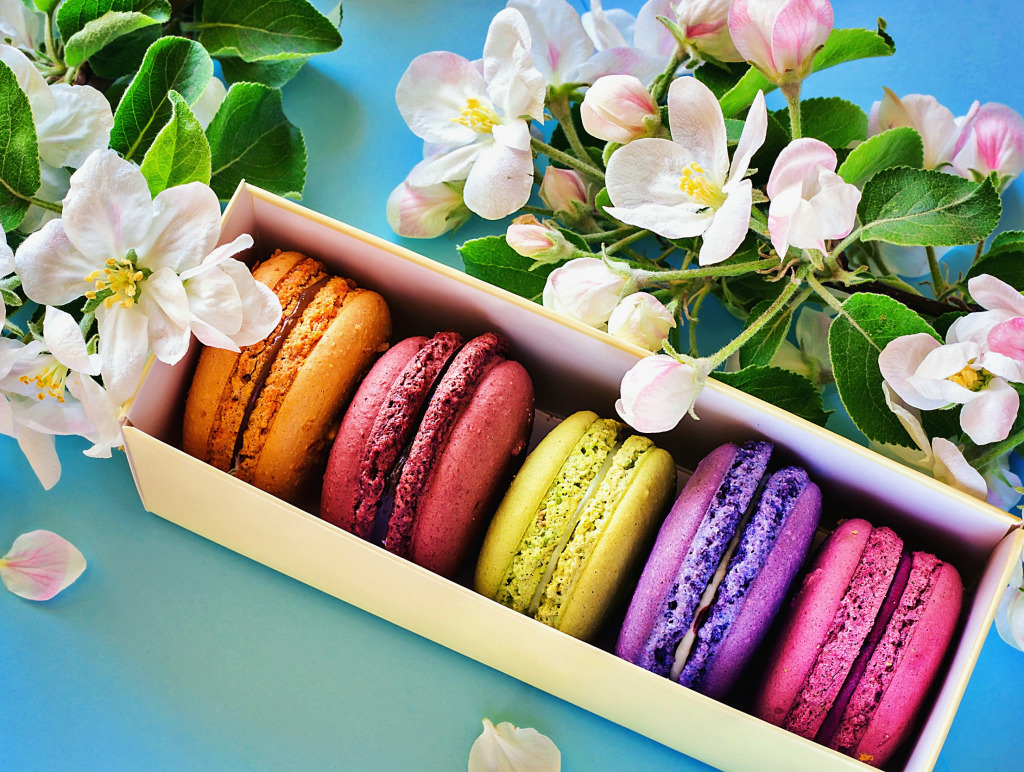 Macaroons in a Gift Box jigsaw puzzle in Food & Bakery puzzles on TheJigsawPuzzles.com