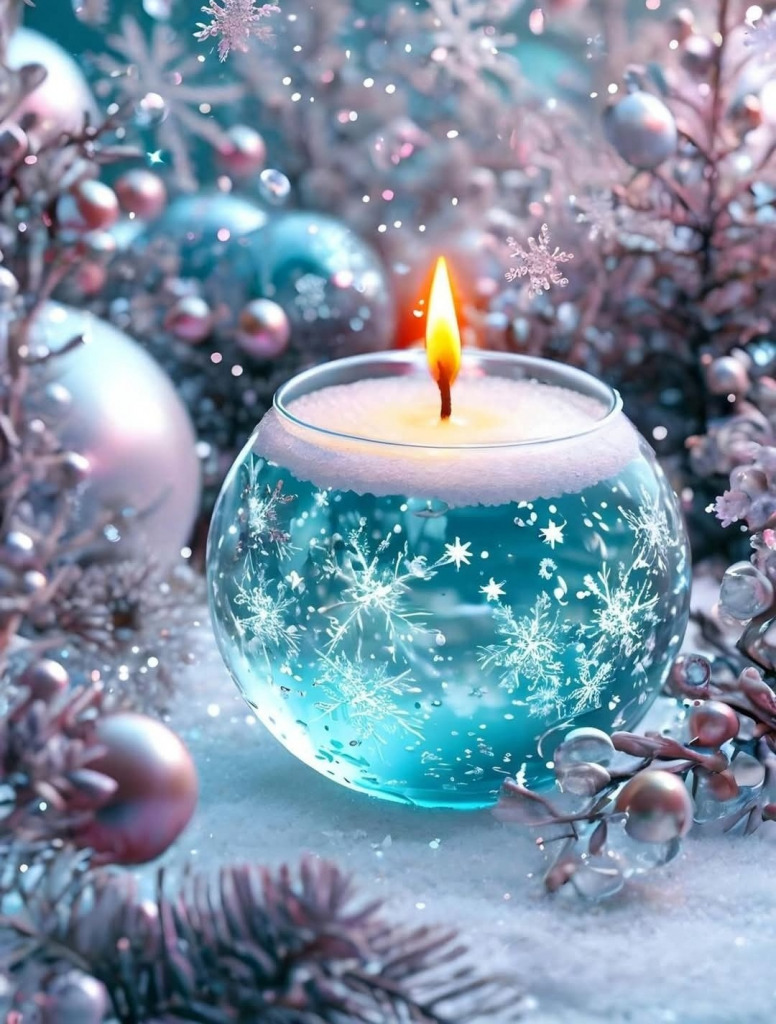 Snowflakes and Candle light jigsaw puzzle in Carolyn Wright puzzles on TheJigsawPuzzles.com