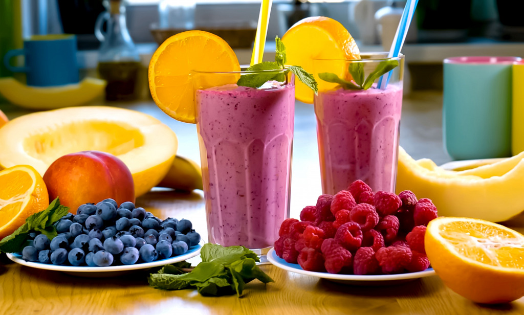 Frucht- und Beerenmilchshakes jigsaw puzzle in Puzzle des Tages puzzles on TheJigsawPuzzles.com