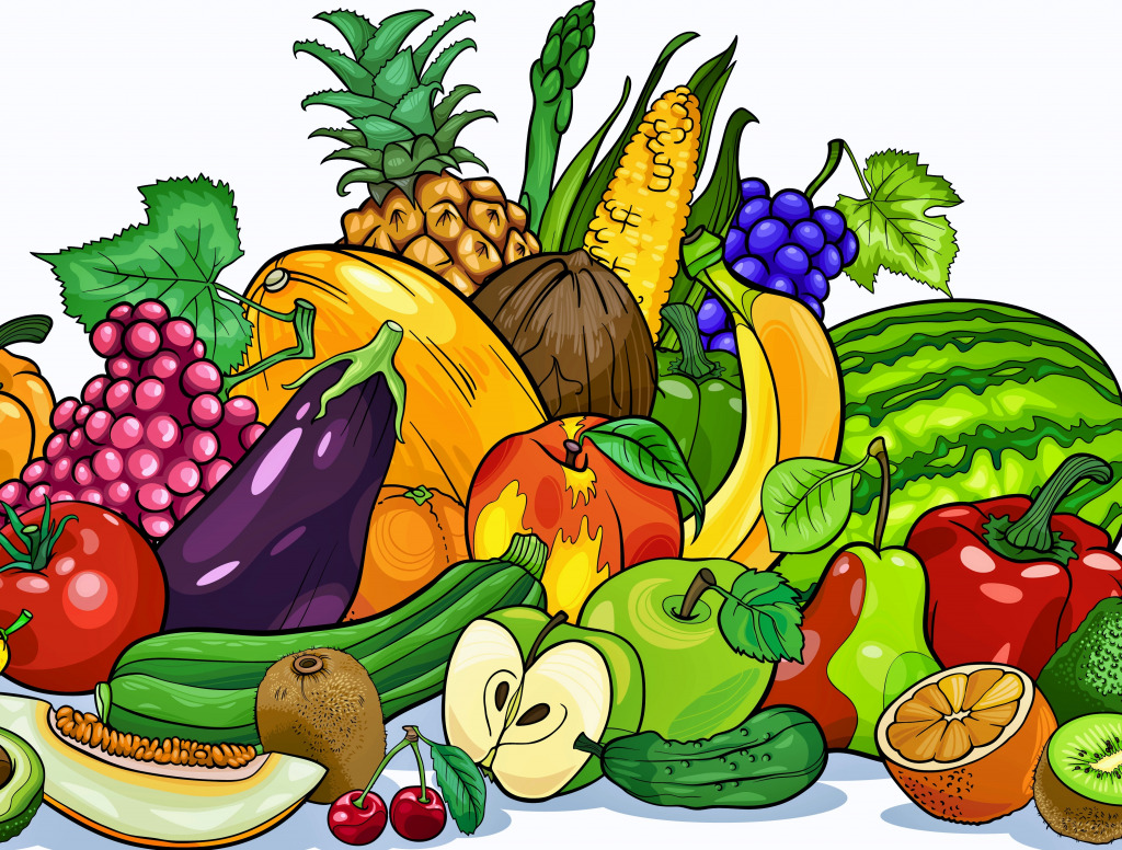 Cartoon Fruits and Vegetables jigsaw puzzle in Fruits & Veggies puzzles on TheJigsawPuzzles.com
