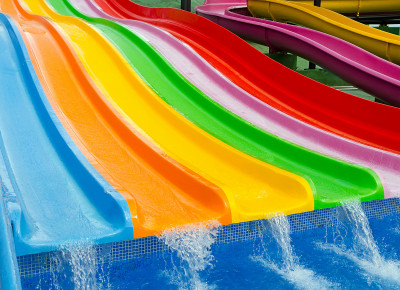 Colorful Water Slides in the Park