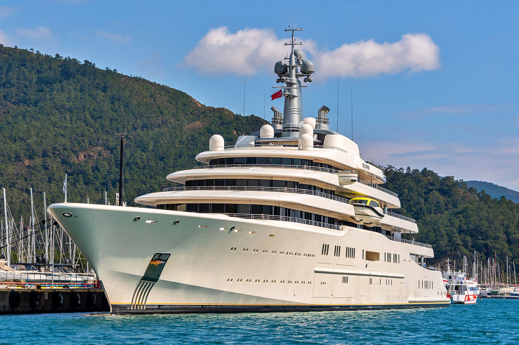 MY Eclipse Yacht in the Port of Marmaris, Turkey jigsaw puzzle in Puzzle of the Day puzzles on TheJigsawPuzzles.com