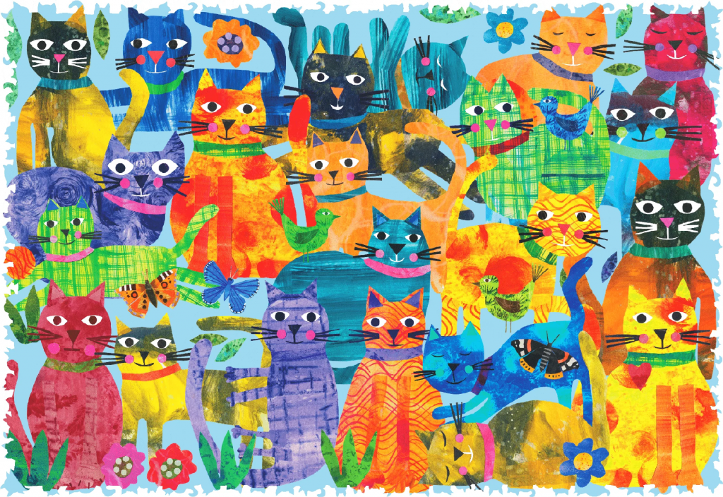 CatPartyLabel jigsaw puzzle in Linda L Hill puzzles on TheJigsawPuzzles.com